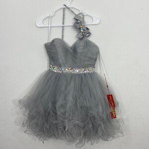 Mayqueen Couture USA Silver Prom/Cocktail Dress Sz 6